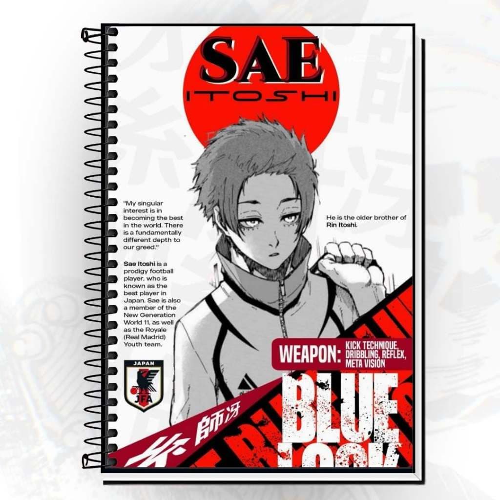 Caderno Blue Lock Itoshi Sae Isagi Capa Dura Tema do Anime Para Estudo e Anotações 1 10 15 e 20 Matérias