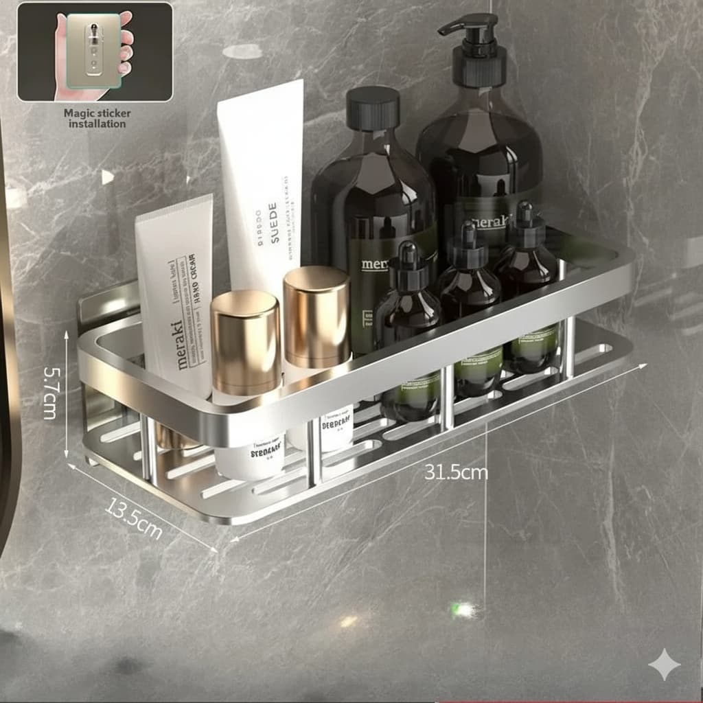 Prateleira Porta Shampoo Condicionador Alumínio Autoadesiva