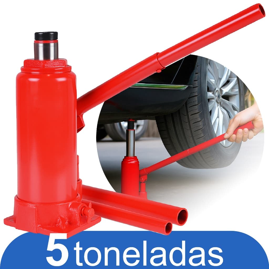 Macaco Hidráulico Automotivo Resistente Estilo Garrafa Compacto 5 Toneladas Linha Premium