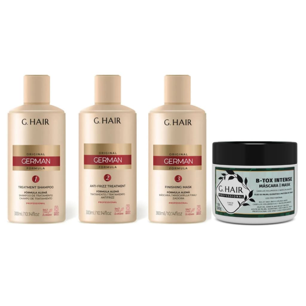 Kit Inoar G hair Escova Alisadora Alemã 300ml + Btox Botox Intense Máscara Inoar G Hair 500g