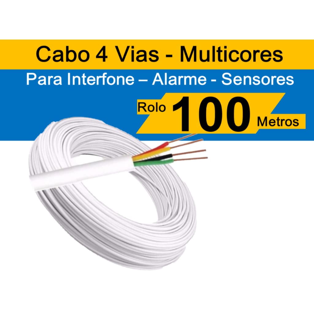 Rolo 100 metros 4 vias secção 0,4mm para alarmes, Interfone e outros