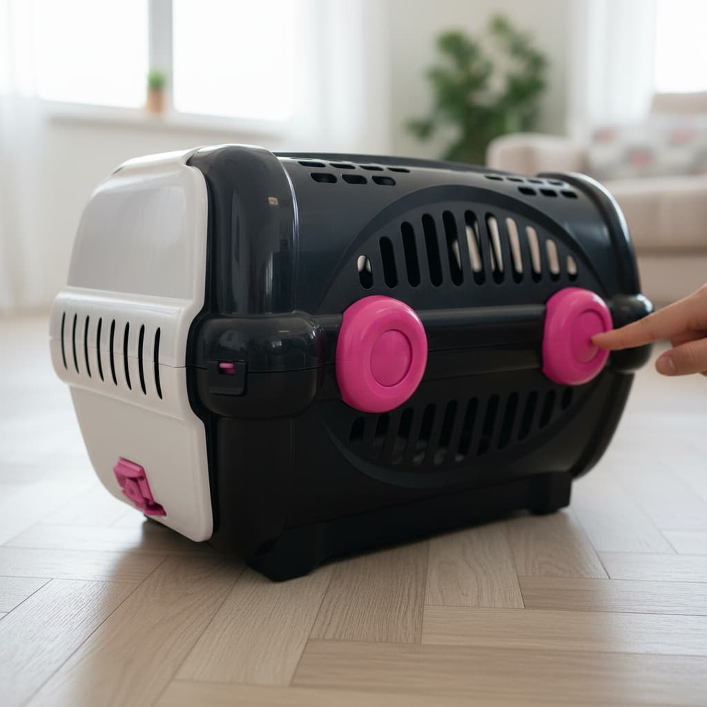 Caixa Transporte Luxo Furacão Pet Luxo N1 Preto/Rosa Cachorro Gato Filhote Cães Pequeno Portátil