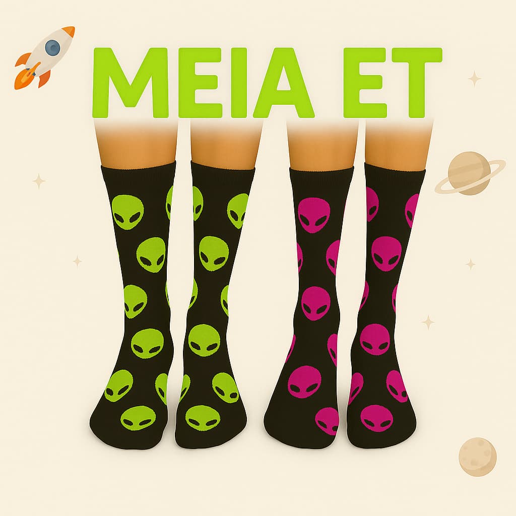 Meia ET Unissex em Algodão Premium Cano Alto – Moda, Conforto e Liberdade de Estilo