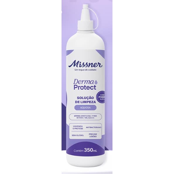 Solução de Limpeza Aquosa Derma Protect Missner 350ml Sem Enxágue Hipoalérgica e Antimicrobiana