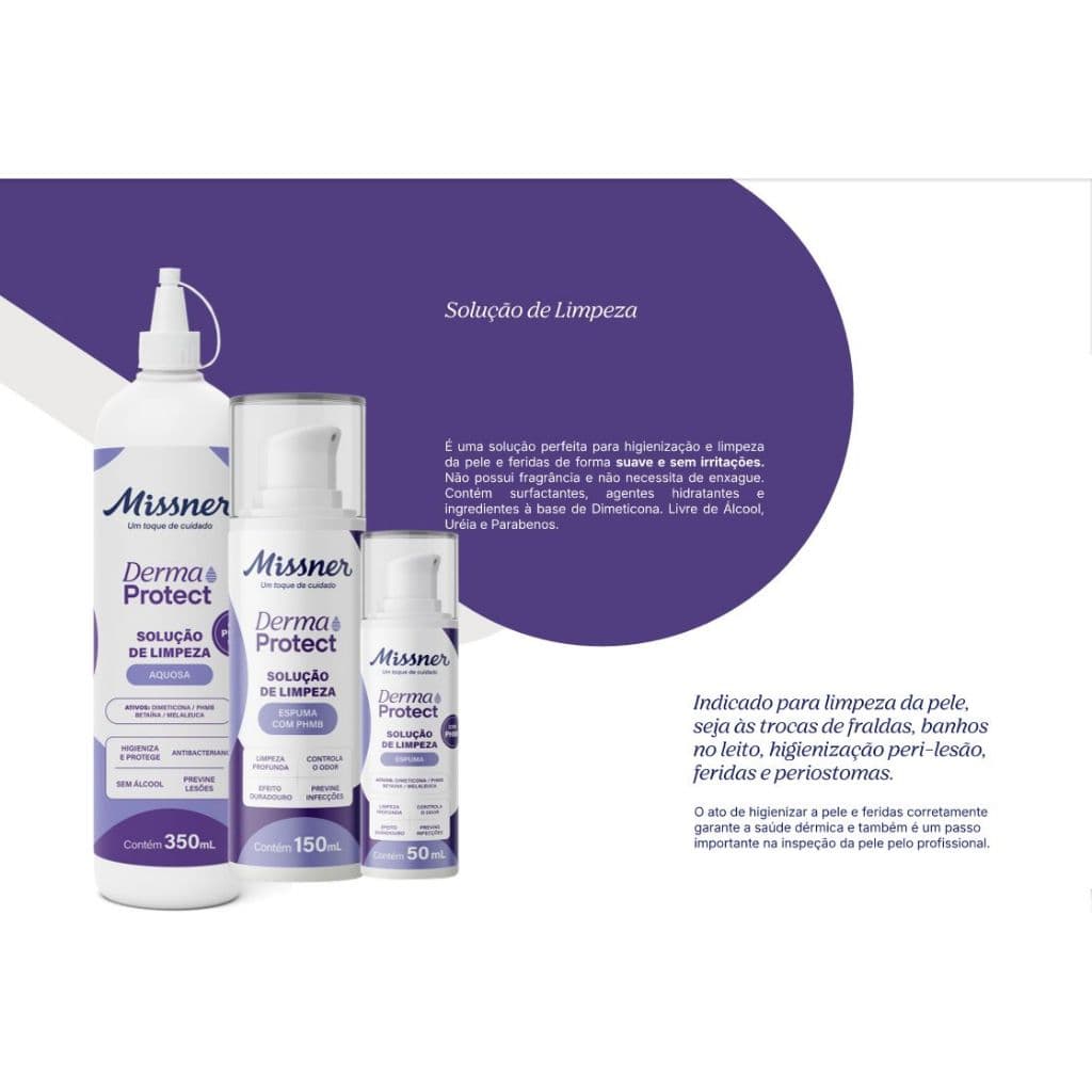 Solução de Limpeza Derma Protect em Espuma Missner 150ml Antimicrobiana Sem Enxágue e Hipoalérgica