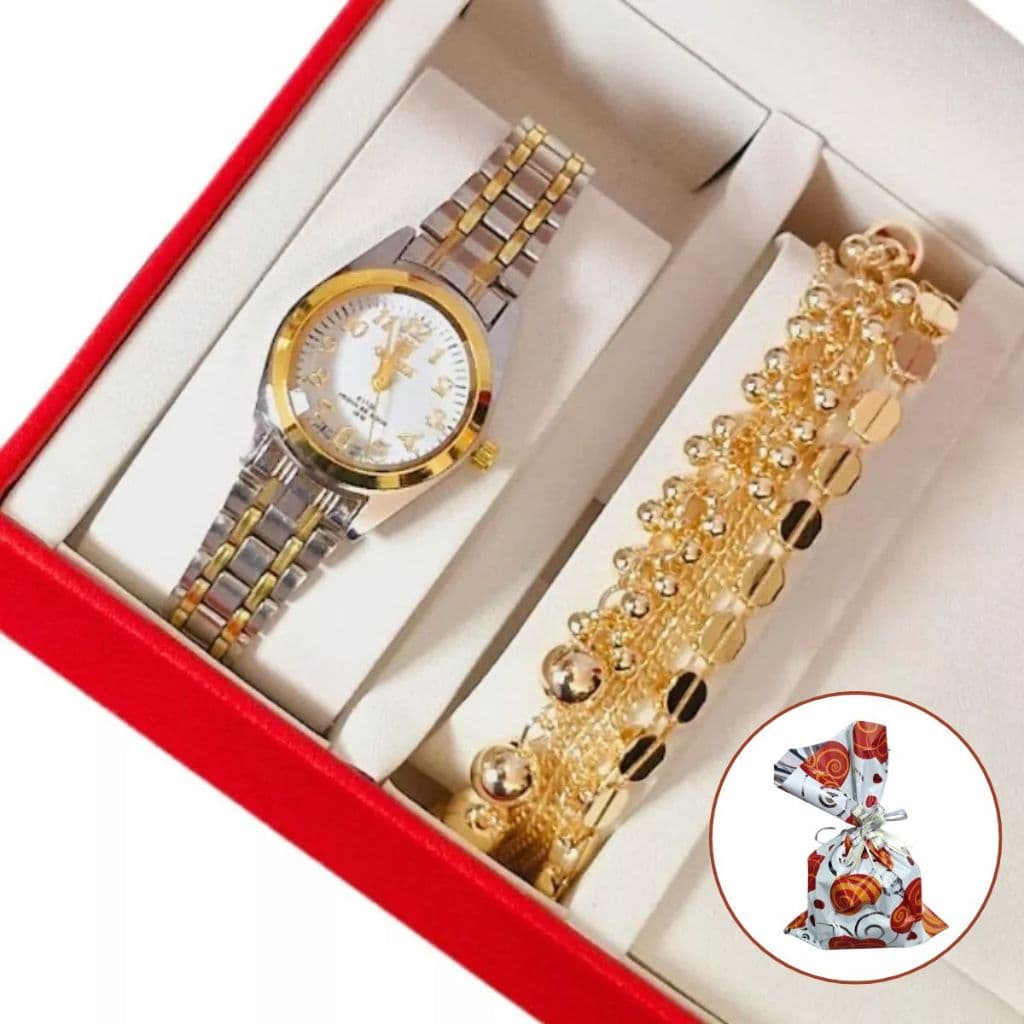 Relógio feminino Luxo de pulso Minimalista Resistente água analógico Fino Slim + Pulseira  - Ideal para presente mulher