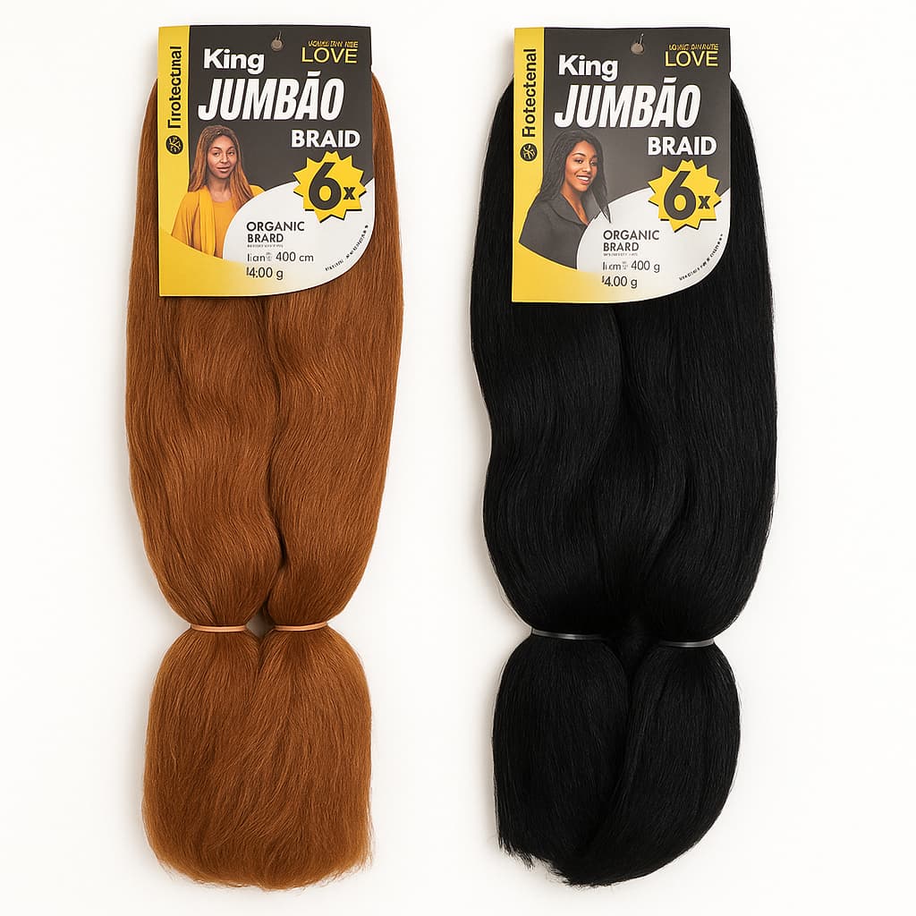 Kit 2 Cabelos Jumbo Orgânico Hiper Cacheado 800g Boho Braids Box Tranças Afro King Twist