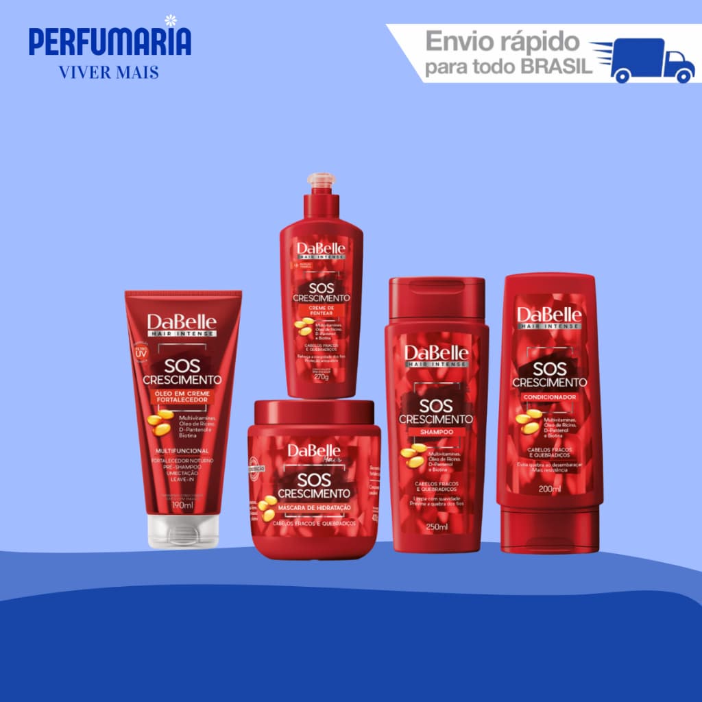 Kit DaBelle SOS Crescimento Com Óleo em Creme ou Creme de Pentear (4 itens)