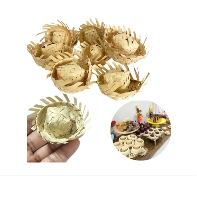 50 Chapeuzinho Miniatura Mini Chapéu Palha decorativos Festa Junina