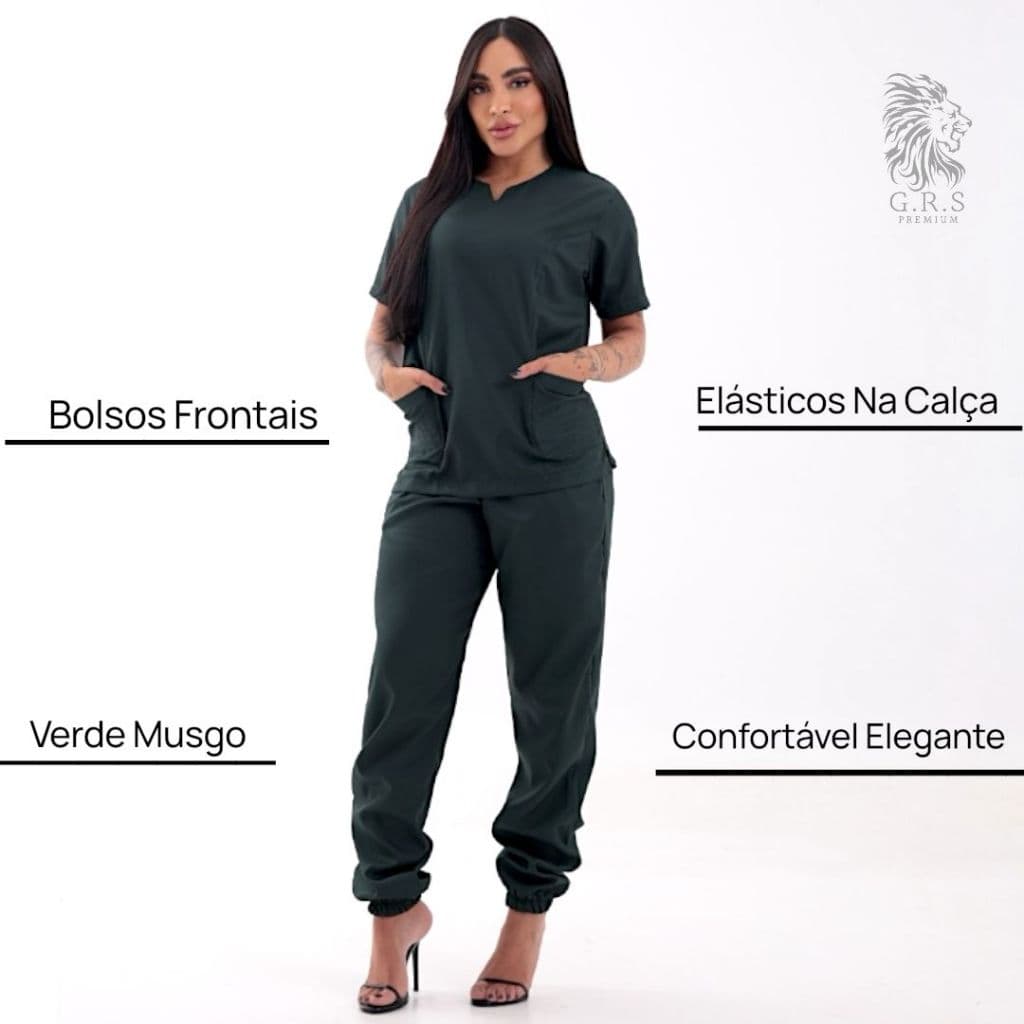Pijama Hospitalar Verde Musgo Cirúrgico Scrub Feminino Acinturado Varios Tamanhos