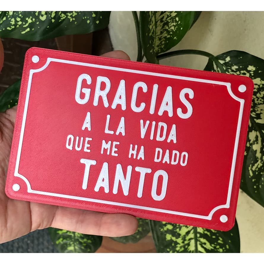 Placa decorativa GRACIAS A LA VIDA (10x15cm) Plaquinha de rua com frases divertidas e positivas vida