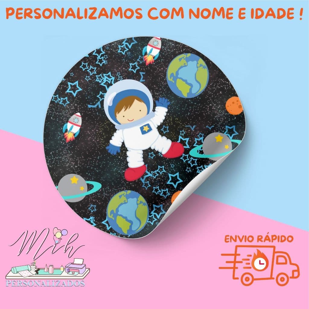 Adesivos Personalizados  Astronauta 🎉 | Personalizamos com Nome e Idade | Envio Rápido 🚚