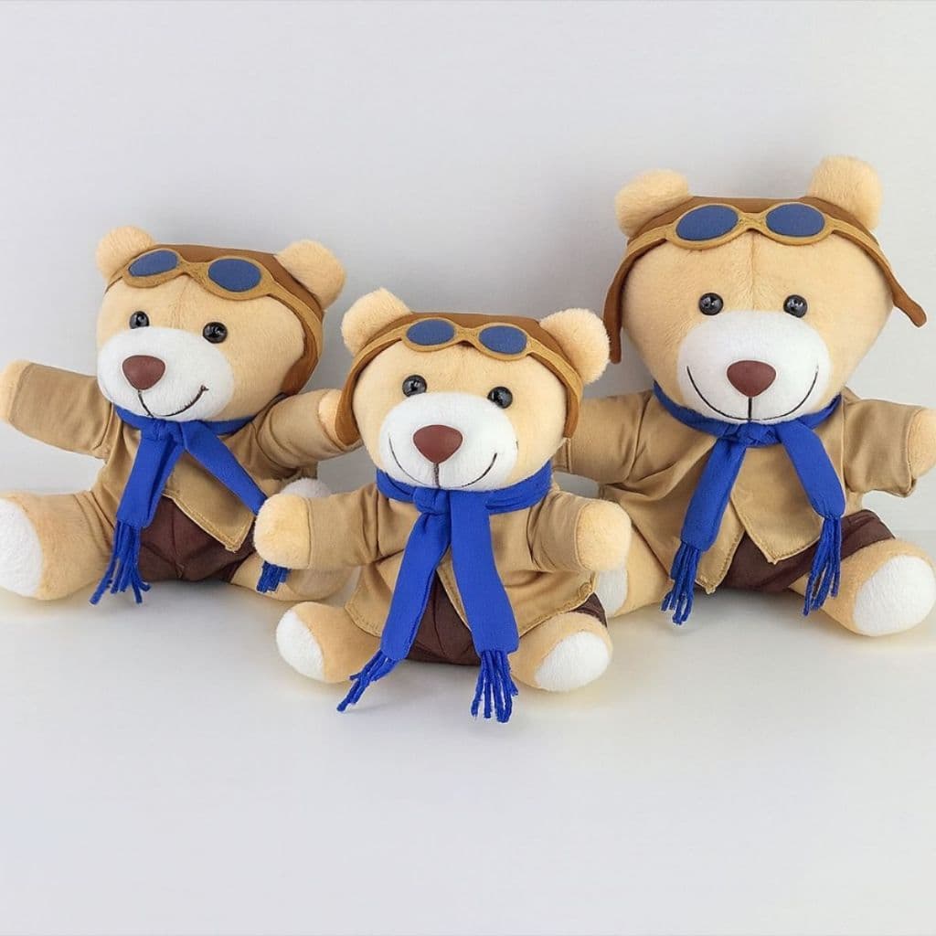 Trio De Urso Aviador Azul Marinho Kit Trio Aviador Para Nicho E Decorações Trio Infantil De Urso