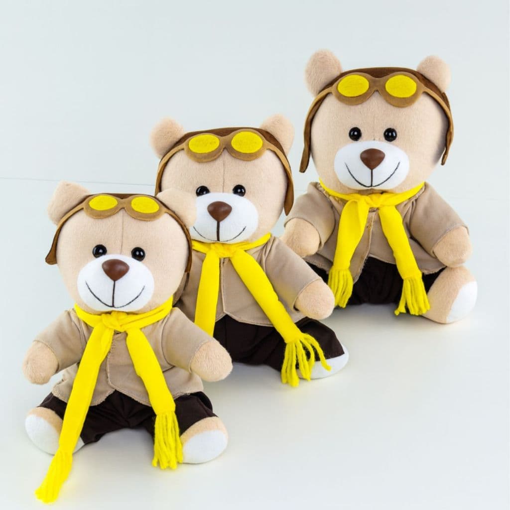 Trio De Urso Aviador Amarelo Trio De Urso Para Nicho E Decorações Urso Infantil