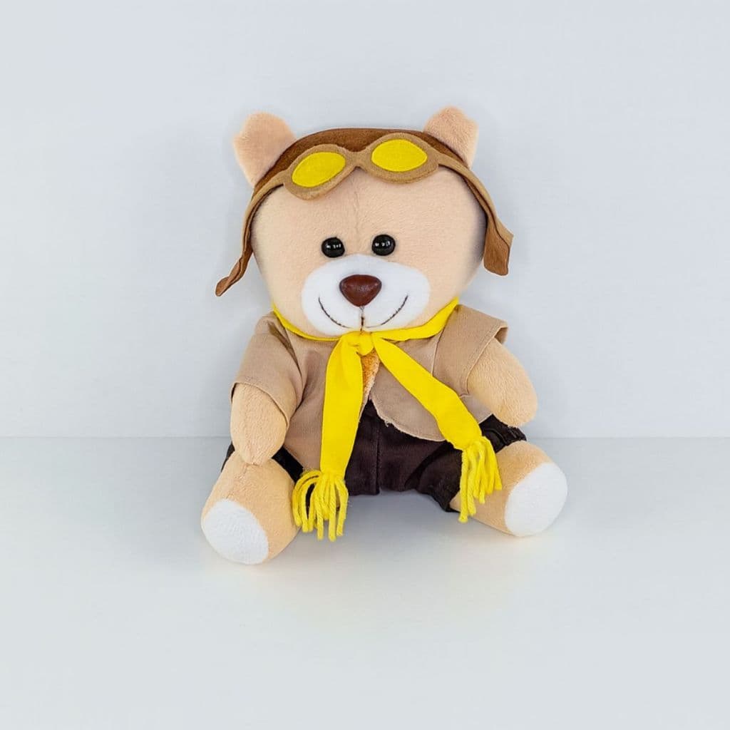 Urso Aviador Avulso Pelúcia Para Nicho E Decorações Urso Aviador Amarelo