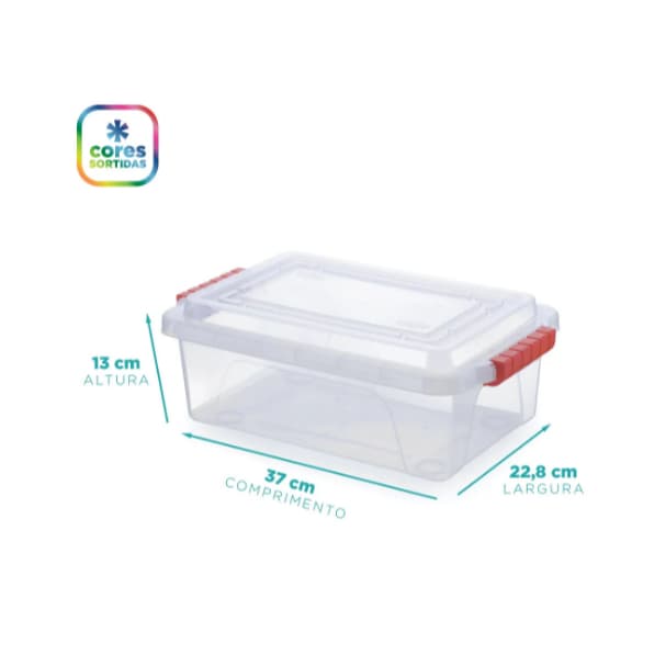 CAIXA ORGANIZADORA NITRONBOX MEDIO 6 LITROS Largura: 23 cm Comprimento: 37 cm Altura: 12,9 cm Capacidade: 6 L