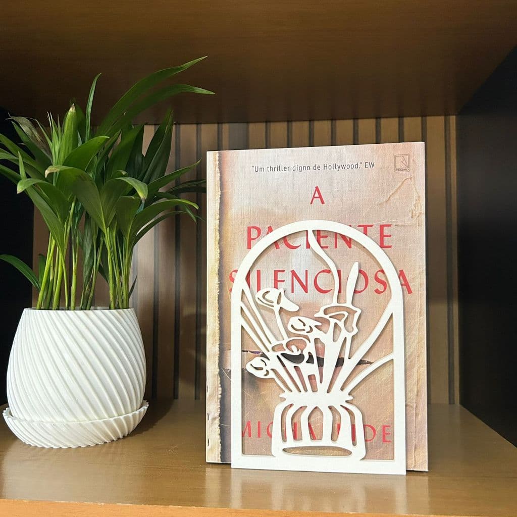 Aparador de livros floral / Apoio de livro elegante / Suporte literário decorativo para estante
