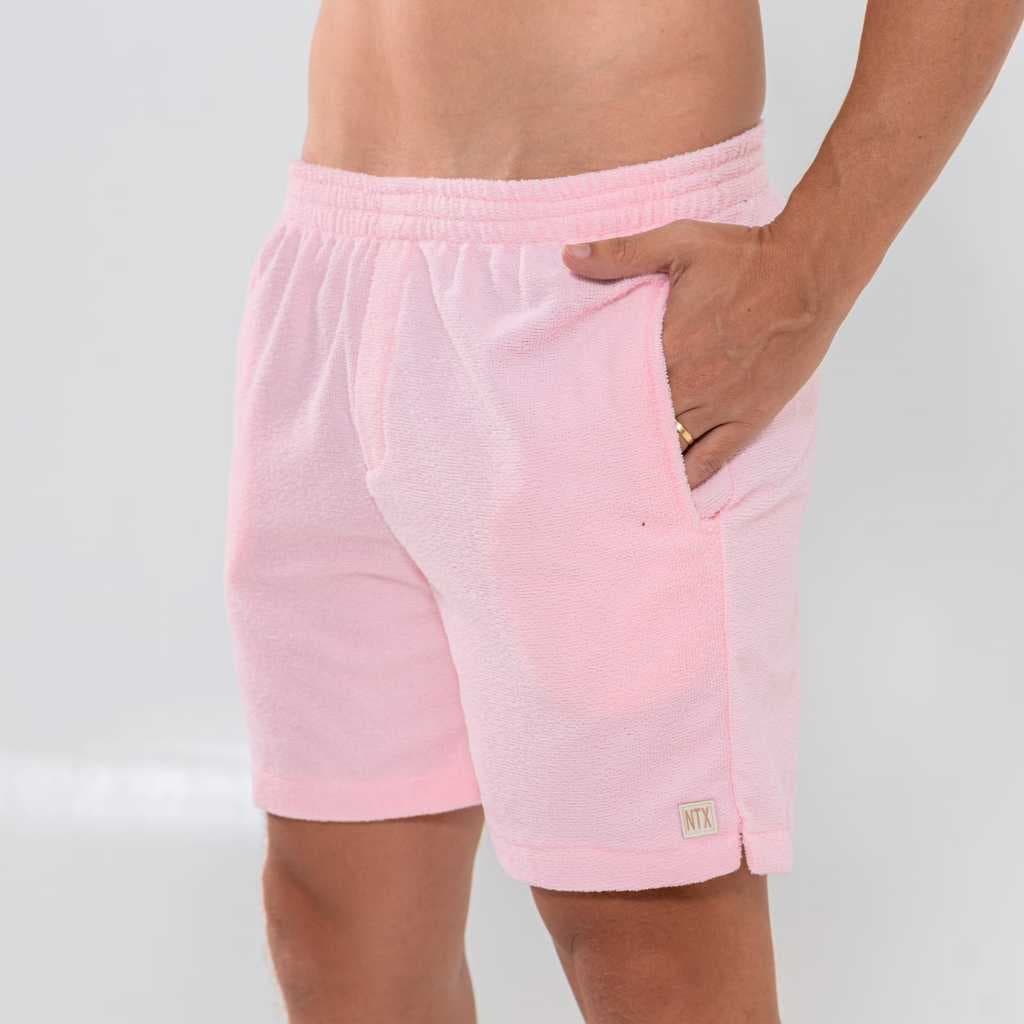 Short Praia Piscina Verão Masculino Atoalhado Rosa  – Estilo e Conforto no Dia a Dia