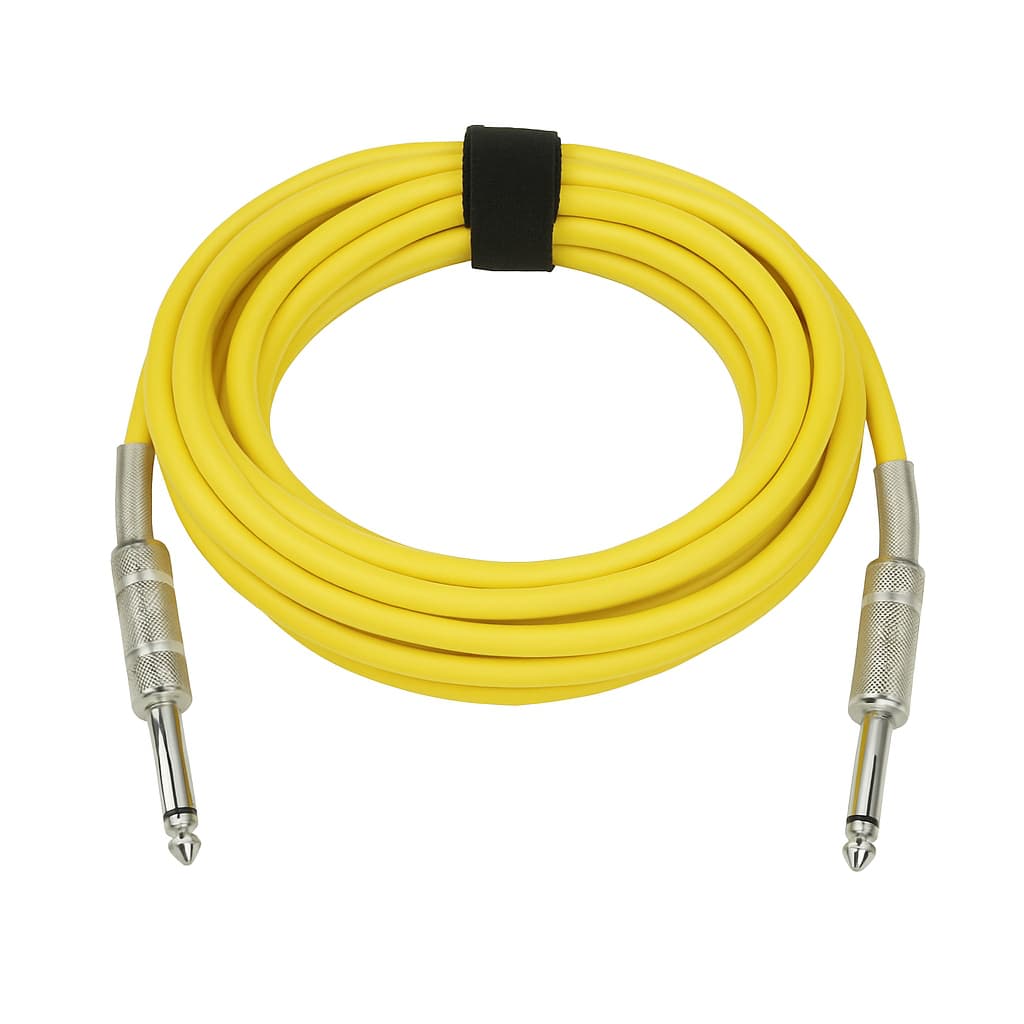 Cabo Guitarra Violão Baixo P10 x P10 Mono Amarelo 10 Metros