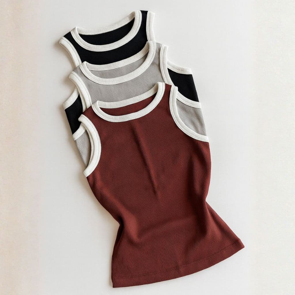 Kit 3 Regata Blusinha Bicolor Feminina Canelado Básica Elegante Blogueira Tendencia 2026