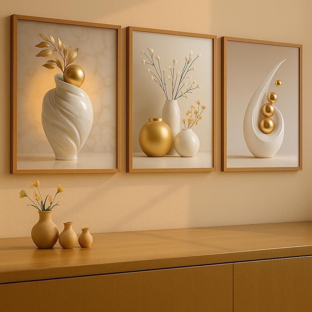 Quadros Decorativos 3 Peças Árvore de Oliveira Vaso Vintage Galhos de Oliveira Decoração Para Casa