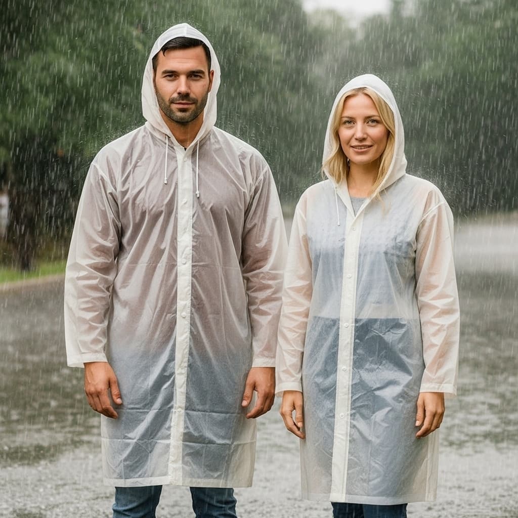 Capa De Chuva transparente Impermeável Pvc Forrado Com Capuz Proteção Segurança EPI