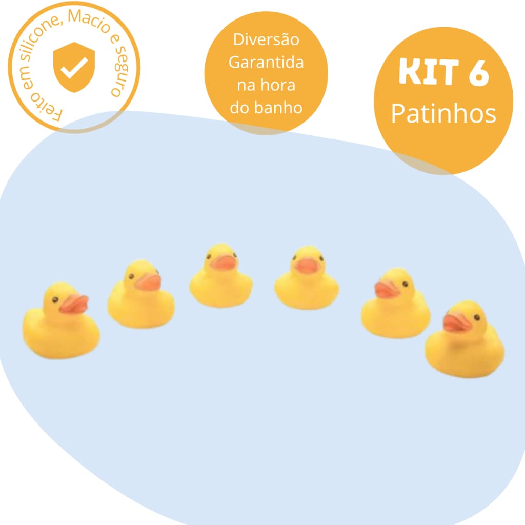 Kit Patinhos de Borracha para Banho Infantil Mini Pato