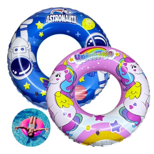 Boia Inflável Infantil Menino Menina Criança 50cm Circular Unicórnio Rosa Azul Piscina Praia Verão Resistente