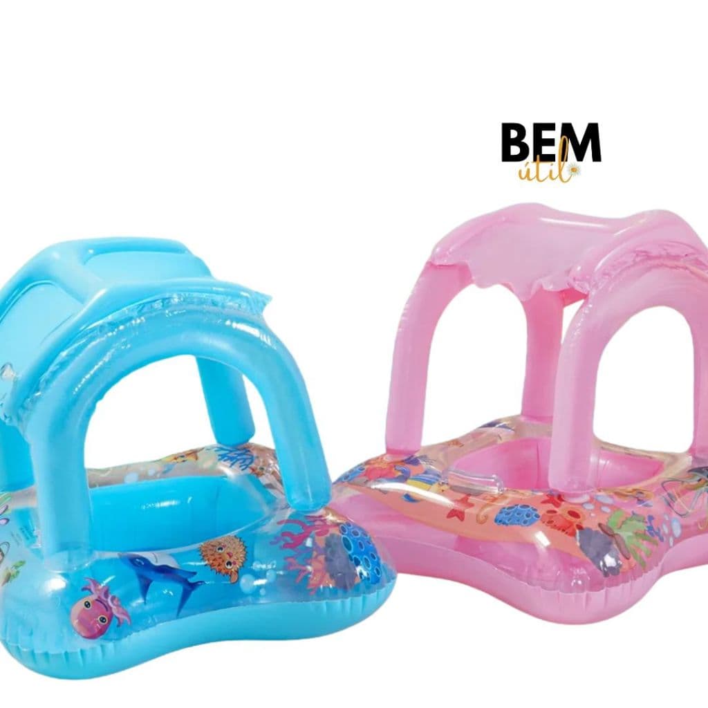 Boia Bote Infantil Bebê Com Cobertura Baby Fralda Piscina Praia Crianças Natação Inflável