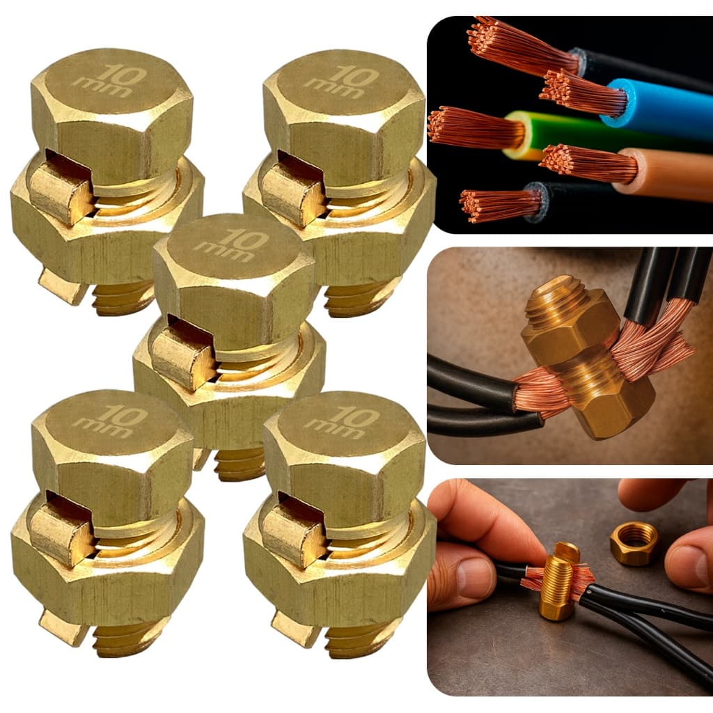 Kit 5 Conector 10mm Split Bolt Parafuso Fendido Derivação Emenda de fios Alta Qualidade - Atacado