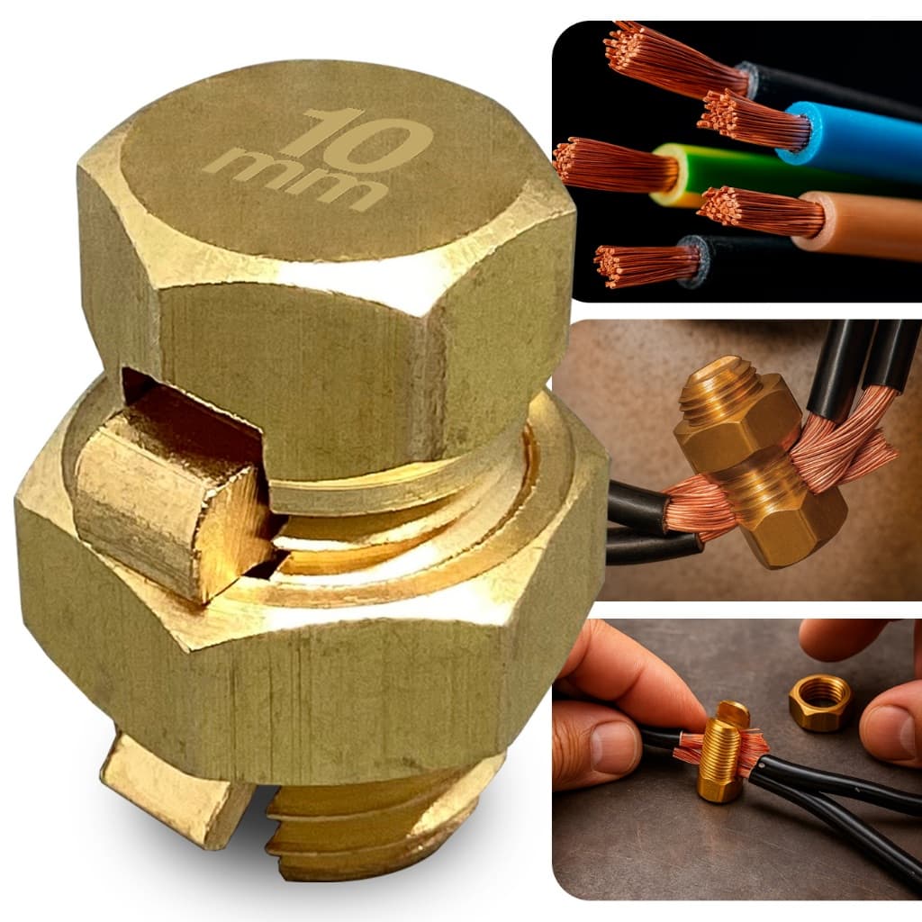 Conector Parafuso 10mm Split Bolt Parafuso Fendido Derivação Emenda de fios em Cobre Alta Qualidade