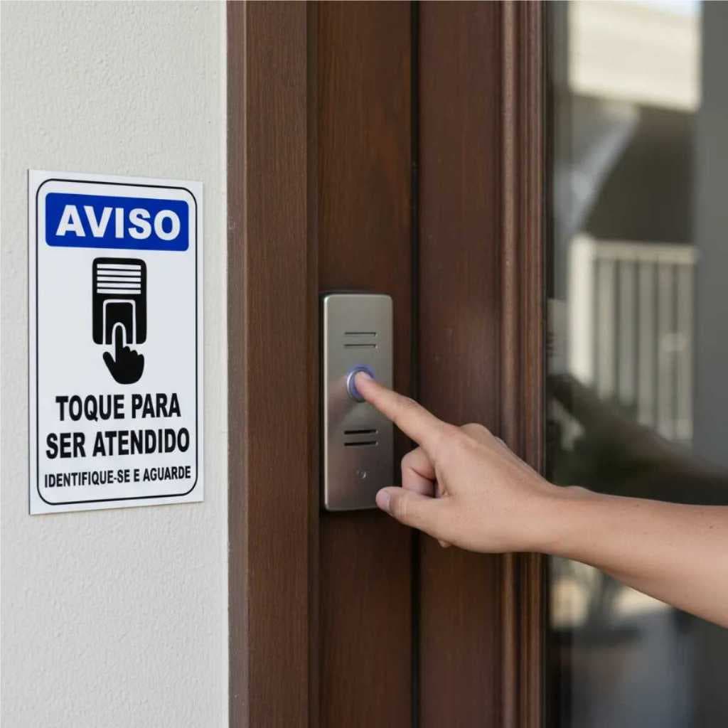 Placa Aviso Toque O Interfone Atendimento 20x12cm - Pvc 1mm