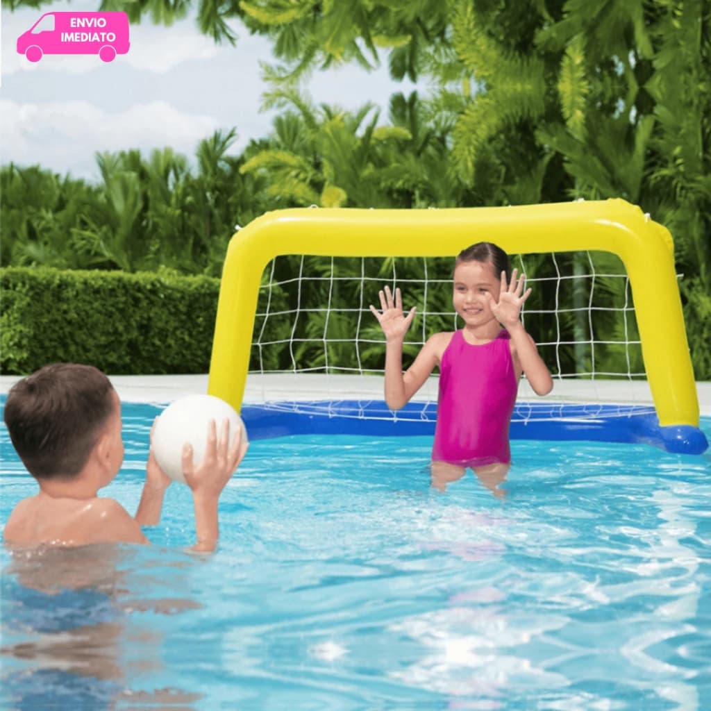 Gol  Golzinho Trave de Futebol Inflável Para Piscina Polo Aquático + Bola Inflável Bestway