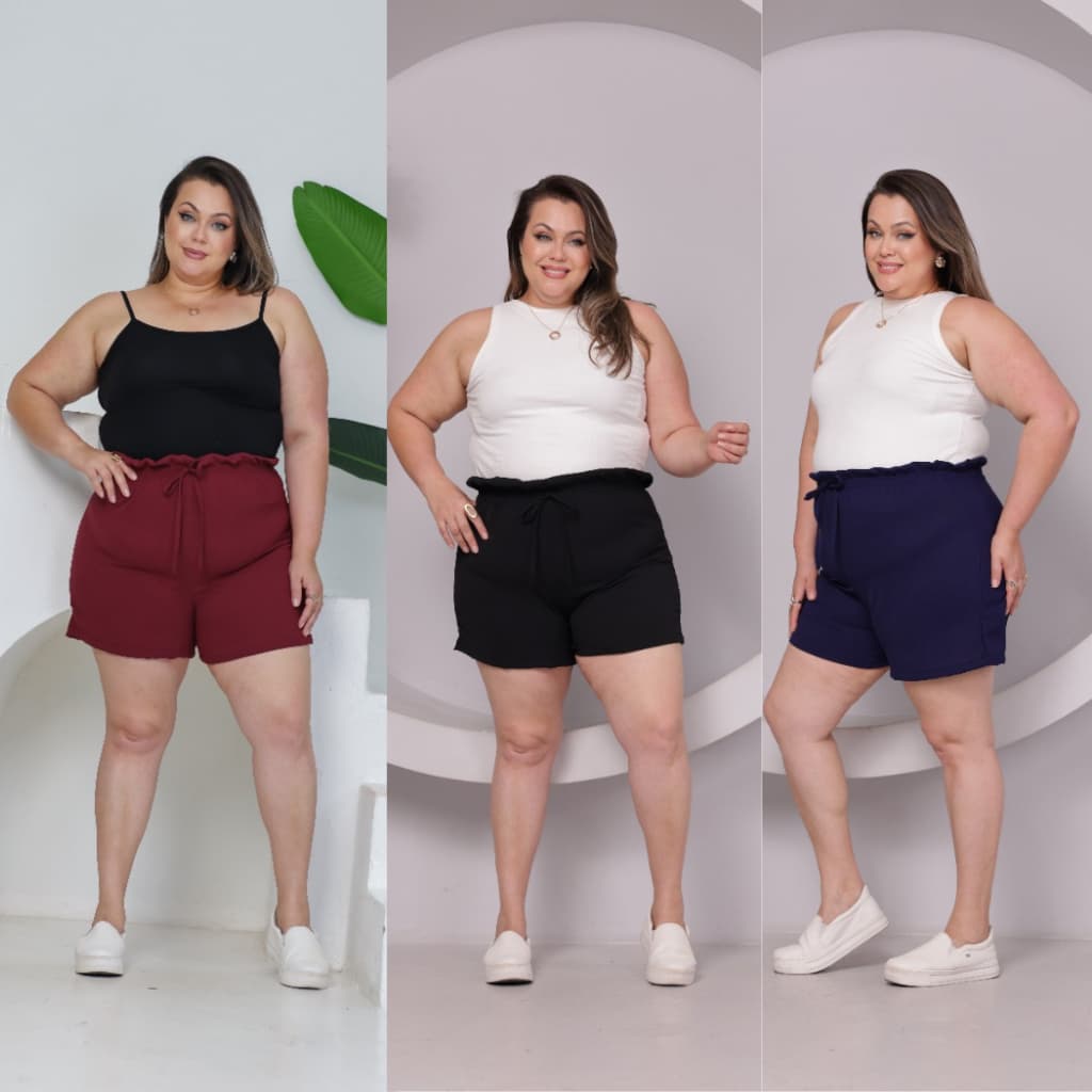 Kit 5 Shorts Duna Feminino Fresquinha Larguinho Verão 2025 G e GG