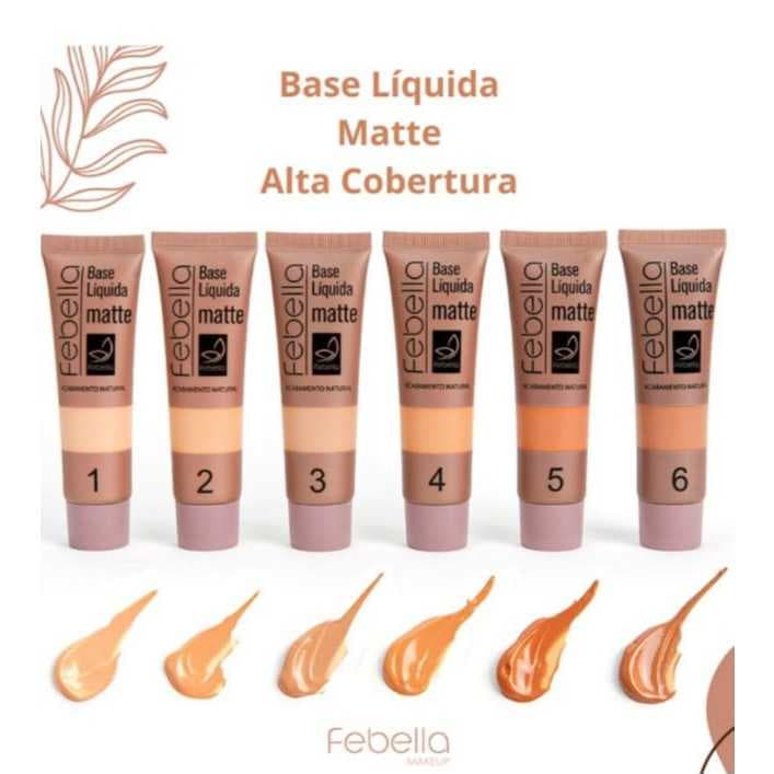 Base Líquida Matte Febella Alta Cobertura 1 ao 6