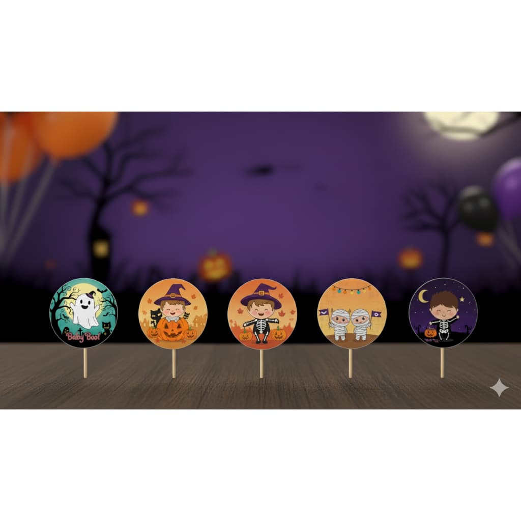 ENVIO RÁPIDO - 30 toppers de docinhos halloween - Decoração de docinhos - Festa halloween - Apliques doces - Cup Cakes