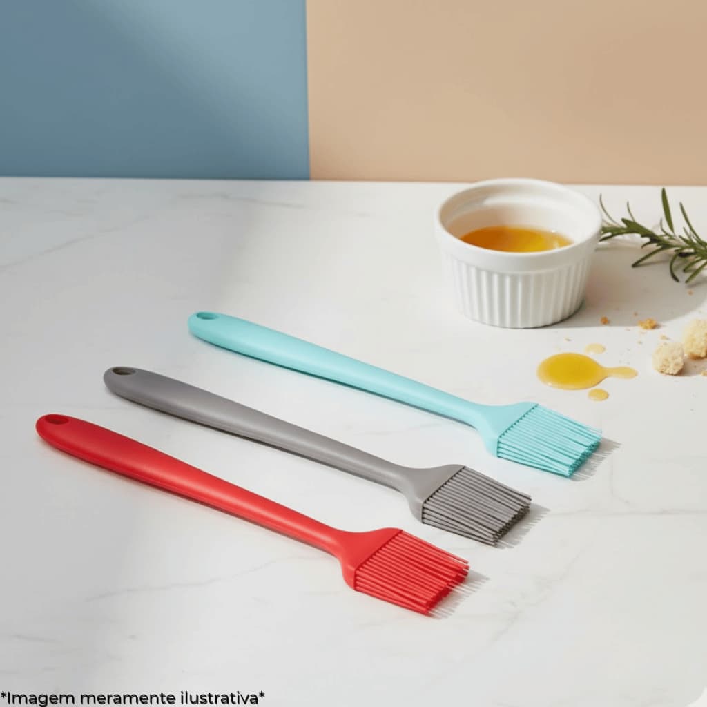 Pincel de Silicone Culinário 25cm para Untar e Pincelar em Assados, Bolos e Confeitaria Unyhome