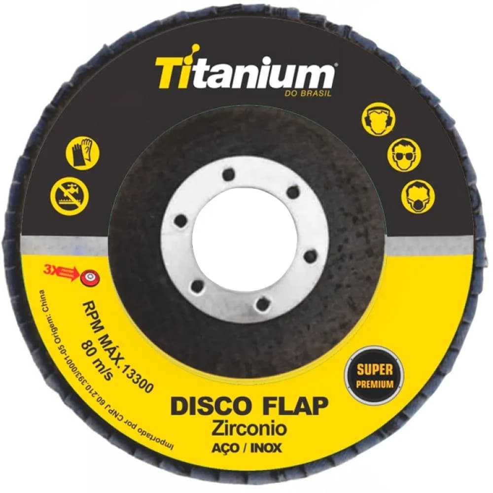 Kit 5/10/15/20 DISCOS FLAP 4" GRÃO 80 TITANIUM