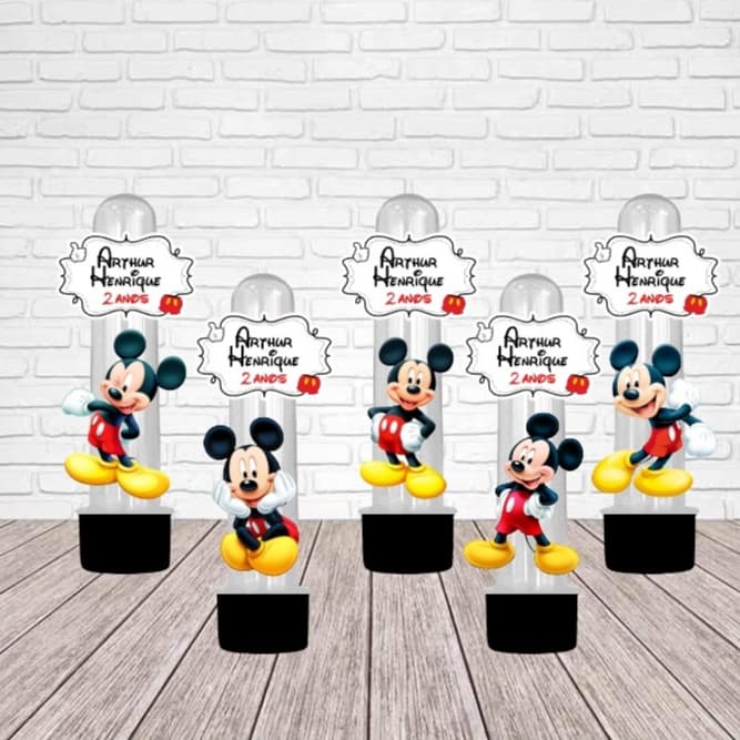 Tubetes Personalizados com Aplique Temático - MICKEY – Lembrancinha para Festas, Aniversários e Eventos | Kit Pronto!