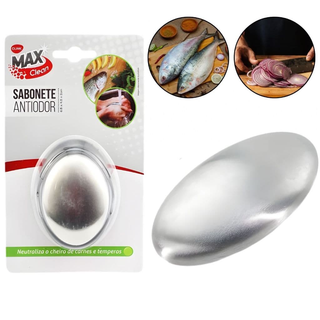 Sabonete Mágico Tira Cheiro Anti Odor Em Aço Inox Para As Mãos Utensílio Casa Cozinha - Clink