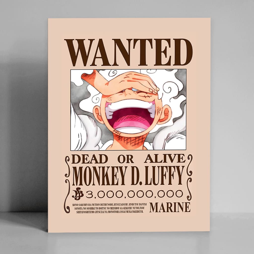 One Piece WANTED 1/3/5/20 und Quadro Placa Decorativa MDF - Tam. A4 - Fino Acabamento + Fita