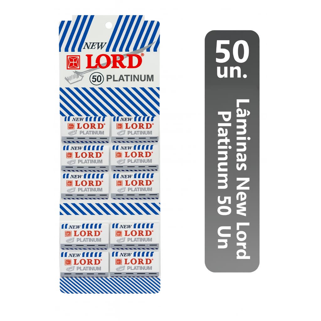 Lâmina Para Barbear New Lord Platinum Profissional – Cartela com 50 Unidades