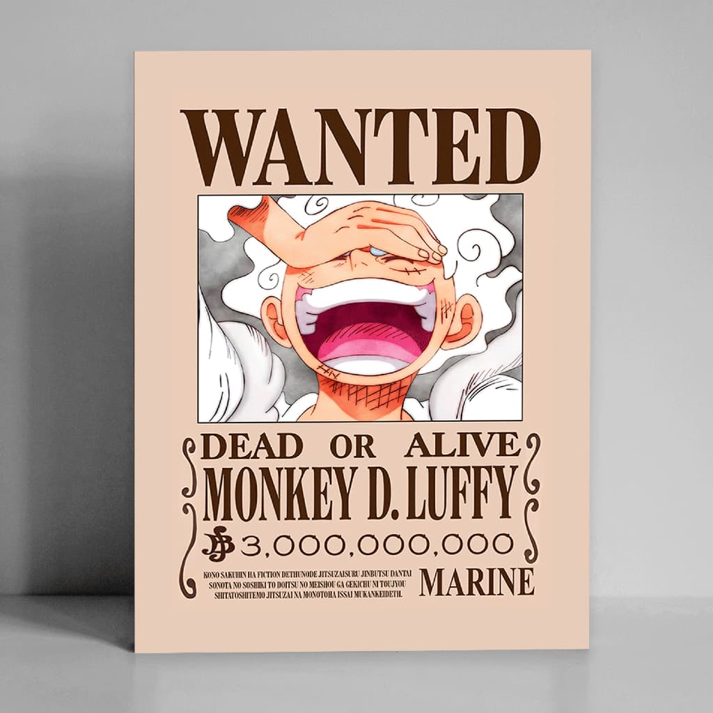 One Piece WANTED 1/3/5/20 und Quadro Placa Decorativa MDF - Tam. A4 - Fino Acabamento + Fita