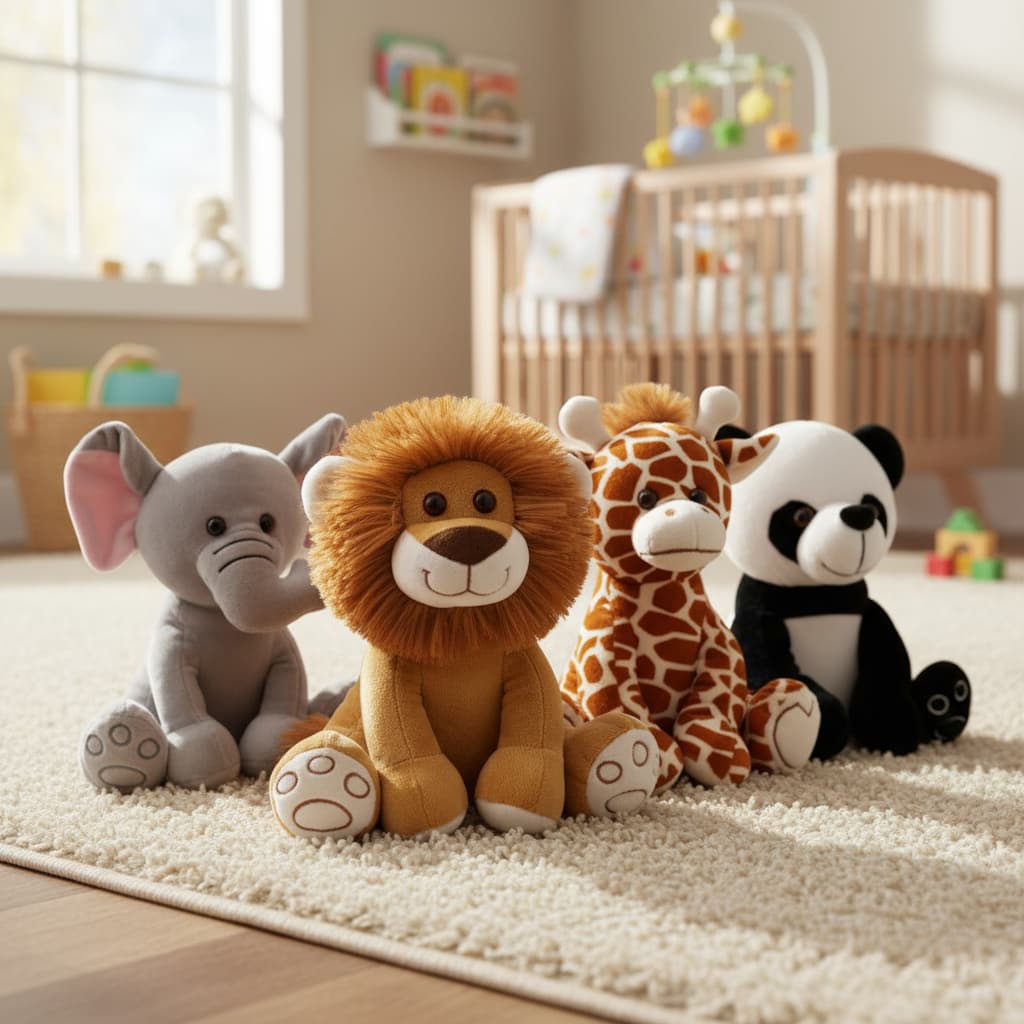 Kit 4 Pelúcias Buba Leãozinho Girafinha Elefantinho Pandinha