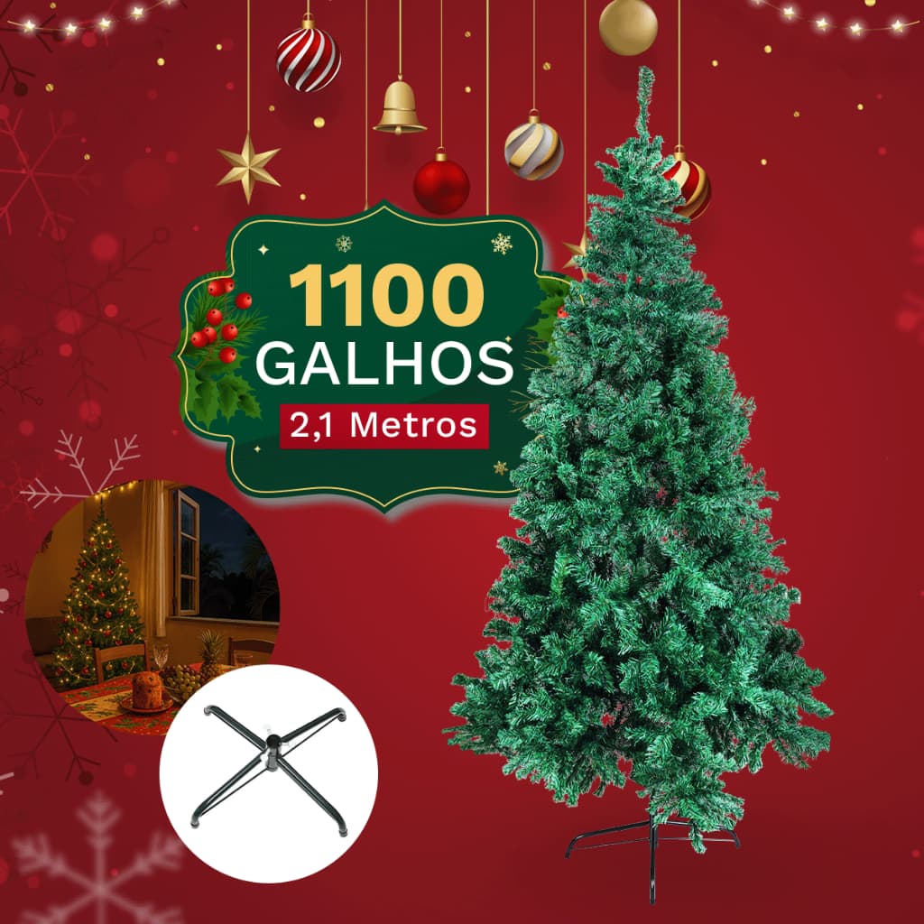 Árvore Natal Pinheiro Tradicional 1,8m 2,1m 720 1100 Galhos Ajustável Hastes Flexíveis Decoração