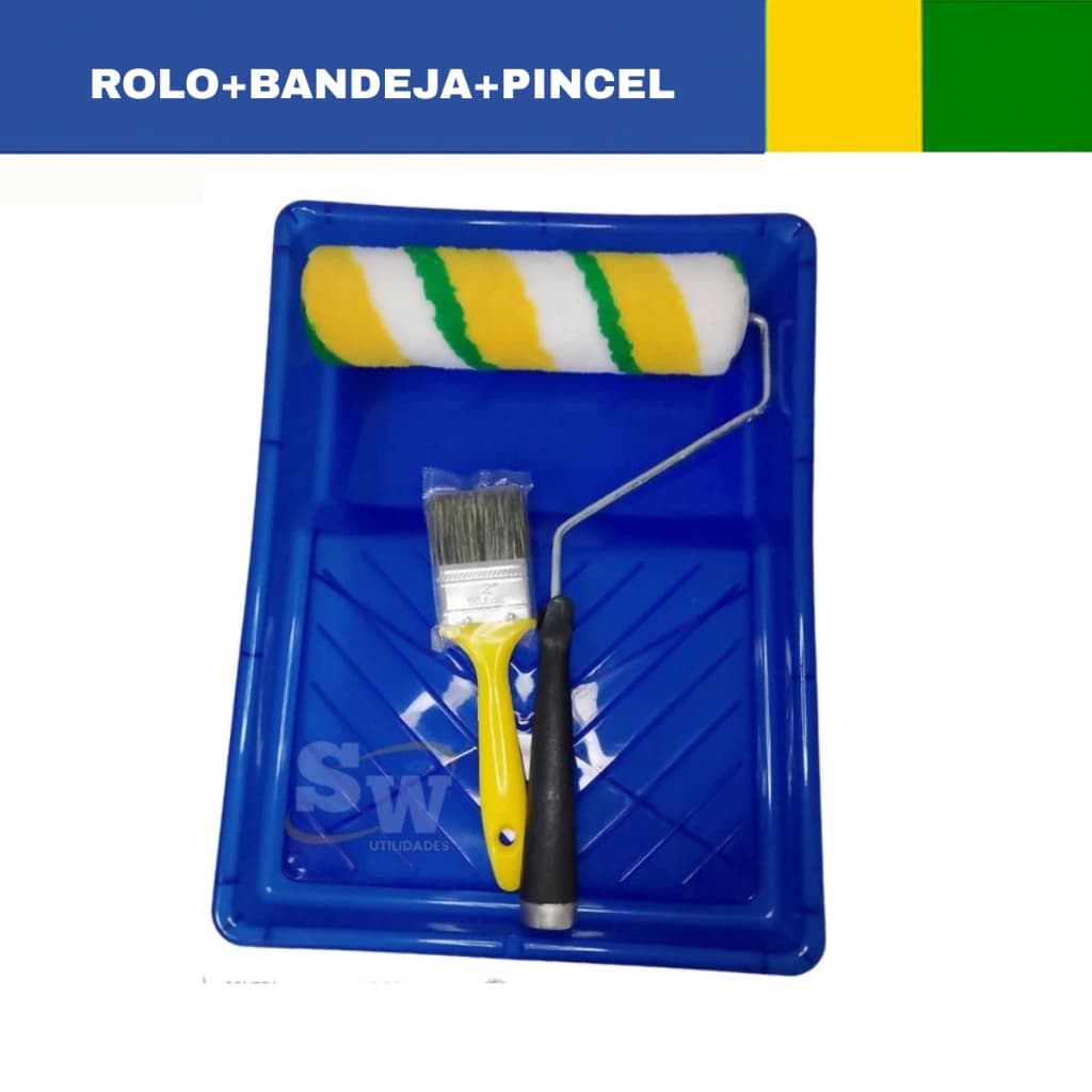 Conjunto De Pintura Rolo Lã Kit com Rolo e Bandeja Grande 37cm + Pincel
