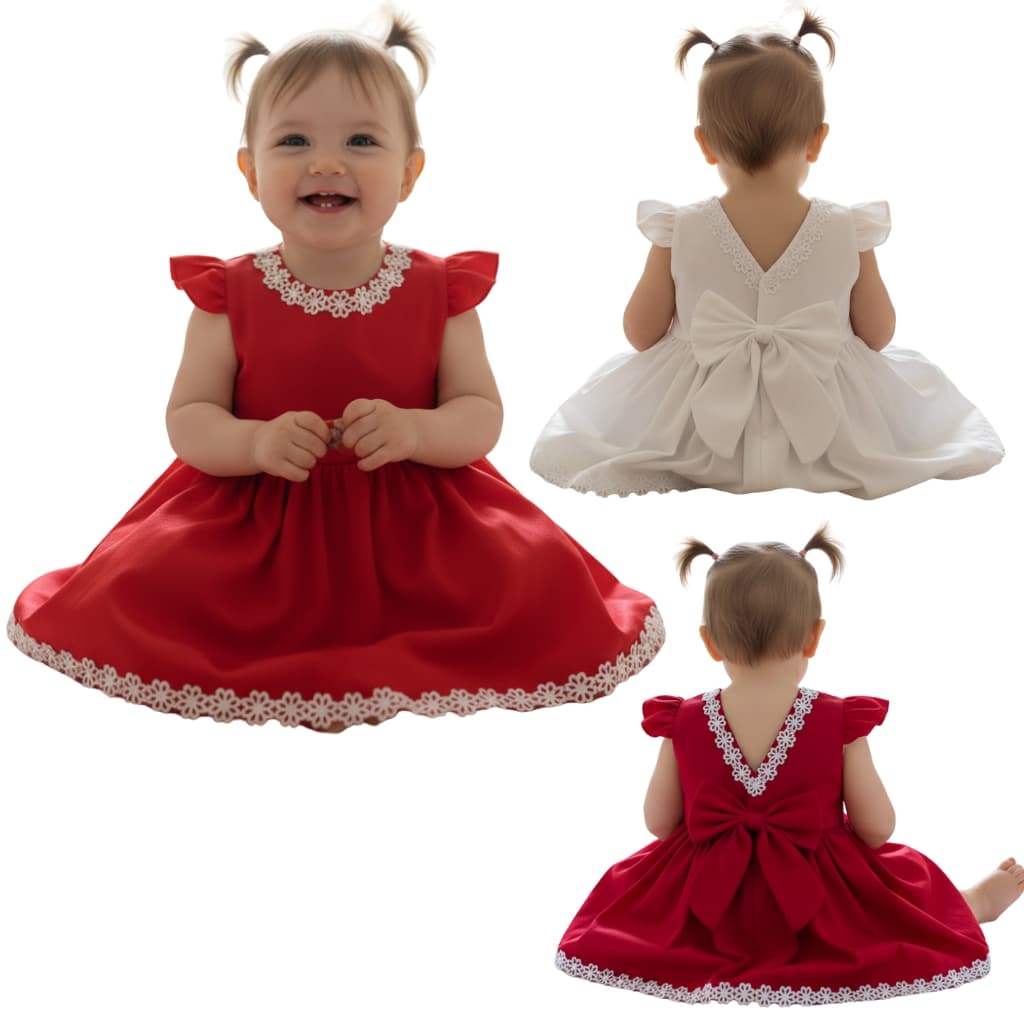 Vestido Infantil Batizado 0-1 Ano 100% Algodão C/ Florzinhas