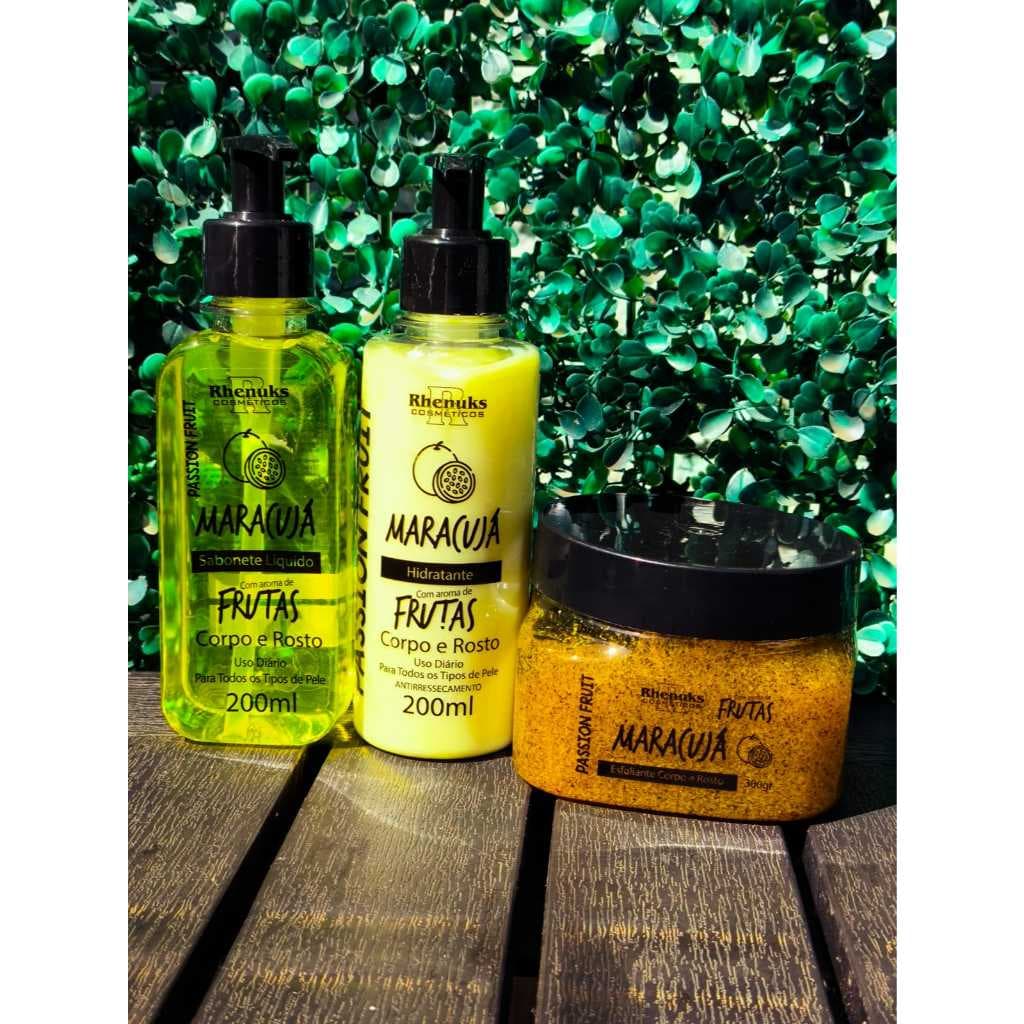 Kit Maracujá: Sabonete Líquido + Hidratante corporal + Esfoliante corpo e rosto