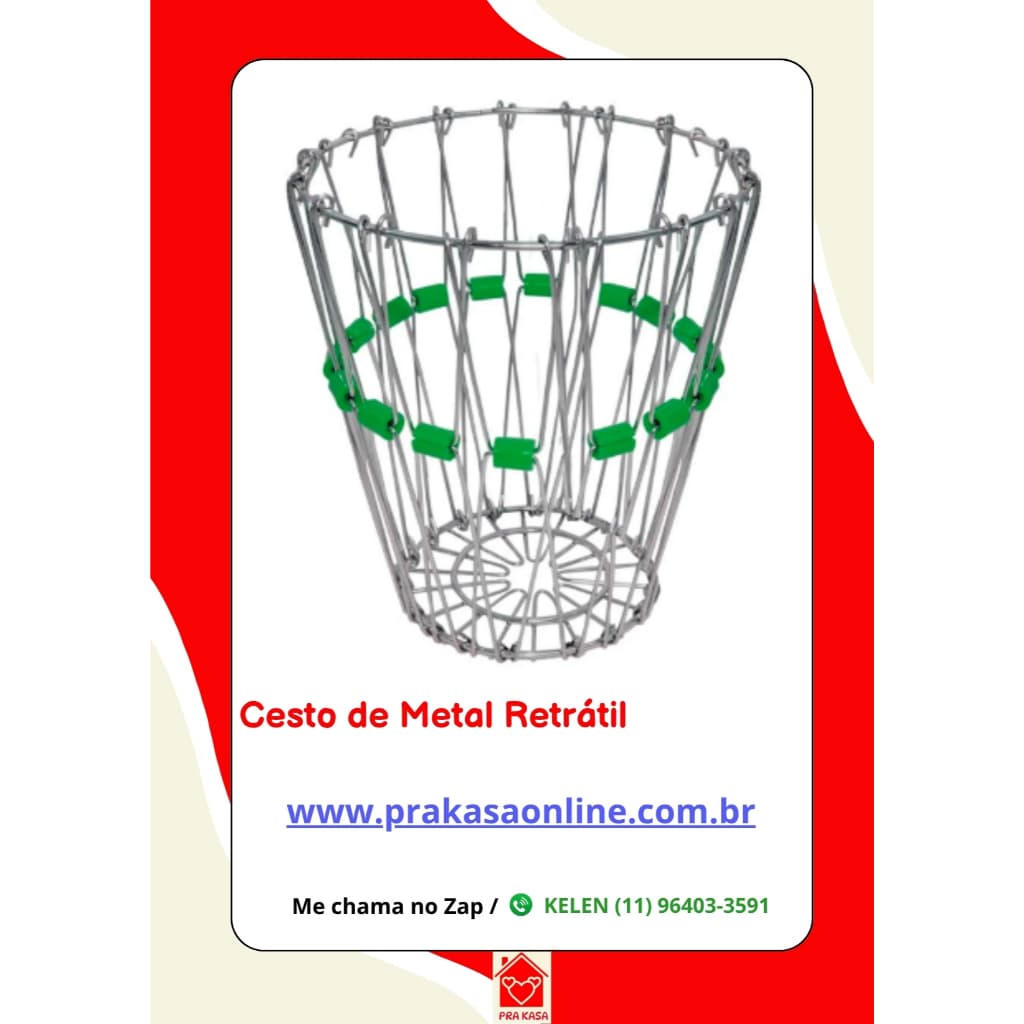 Fruteira Cesta Ovos Multiuso Retrátil Articulada Dobrável de Metal