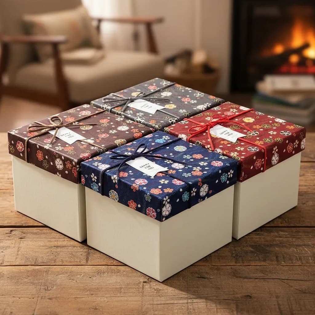 Caixa de Presente Rígida Cartonada com Estampa Floral Japonesa – Elegância e Sofisticação